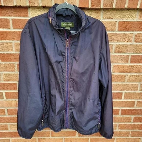 Vintage Eddie Bauer Blue Wind Jacket Men's Size Tall Large Vented Back - Picture 1 of 7